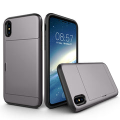 Funda protectora trasera a prueba de caídas de TPU + PC con ranura para tarjetas para iPhone X/XS