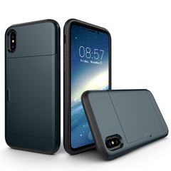 For iPhone X / XS TPU + PC Dropproof Protective Back Cover Case with Card Slot