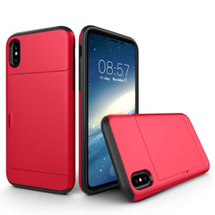 For iPhone X / XS TPU + PC Dropproof Protective Back Cover Case with Card Slot