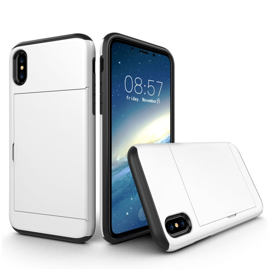 For iPhone X / XS TPU + PC Dropproof Protective Back Cover Case with Card Slot