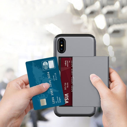 Funda protectora trasera a prueba de caídas de TPU + PC con ranura para tarjetas para iPhone X/XS