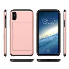 For iPhone X / XS TPU + PC Dropproof Protective Back Cover Case with Card Slot