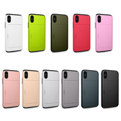 For iPhone X / XS TPU + PC Dropproof Protective Back Cover Case with Card Slot