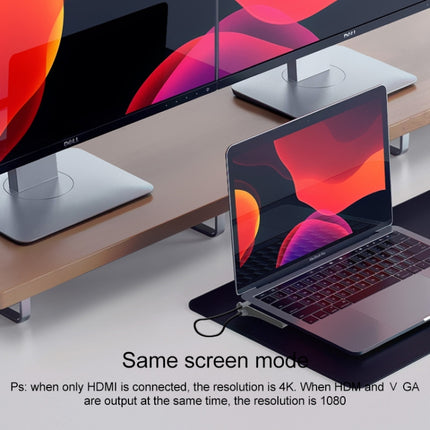 11 in 1 RJ45 + 87W PD + SD/TF + USBx3+ HDMI + VGA + 3.5mm AUX to Type-C HUB Adapter, 11 in 1