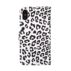 Für iPhone X Leopardenmuster PU + PC Horizontal Flip Lederschutzhülle mit Halter und Kartenfächern, Für X