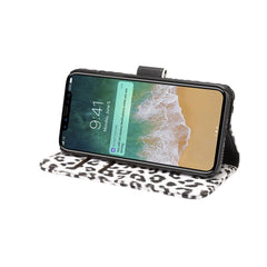 Für iPhone X Leopardenmuster PU + PC Horizontal Flip Lederschutzhülle mit Halter und Kartenfächern, Für X