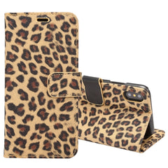 Für iPhone X Leopardenmuster PU + PC Horizontal Flip Lederschutzhülle mit Halter und Kartenfächern, Für X