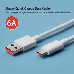 Original Xiaomi 6A USB to USB-C / Type-C Fast Charging Data Cable, Length: 1m, 6A, Length: 1m