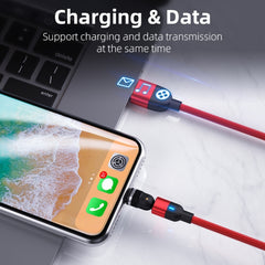 2m 3A Output 3 in 1 USB to 8 Pin + USB-C / Type-C + Micro USB 540 Degree Rotating Magnetic Data Sync Charging Cable, 2m 3 in 1
