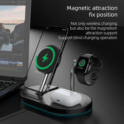 S20 4 in 1 15W Multifunctional Magnetic Wireless Charger with Night Light & Holder for Mobile Phones / AirPods, S20 Black, S20 White