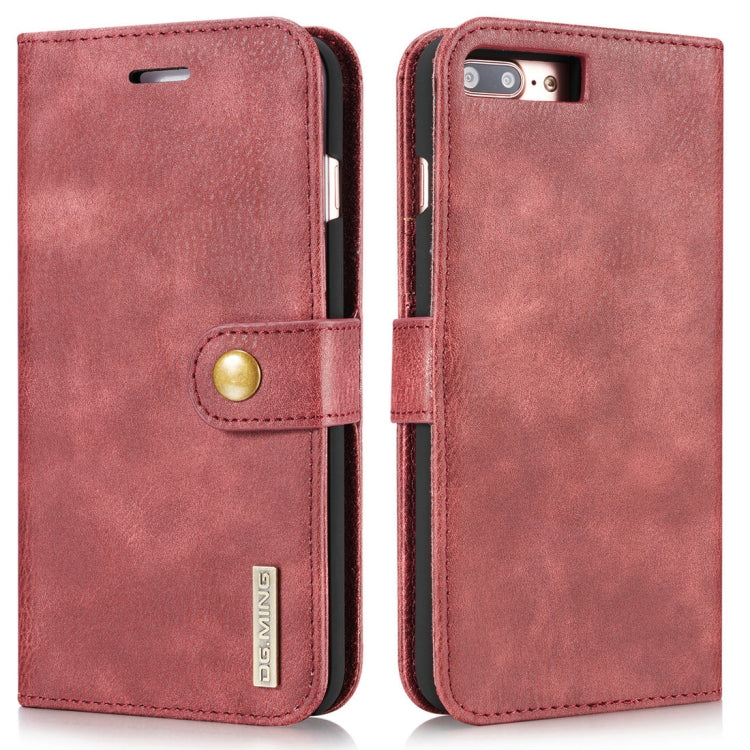 DG.MING Schutzhülle für iPhone 8 Plus und iPhone 7 Plus, Crazy Horse-Textur, horizontales Flip, abnehmbare magnetische Schutzhülle mit Halterung, Kartenfächern und Geldbörse, iPhone 8P und 7P