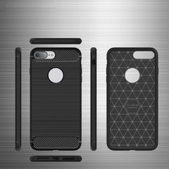 For iPhone 8 Plus Brushed Texture Fiber TPU Rugged Armor Protective Case, For iPhone 8 Plus