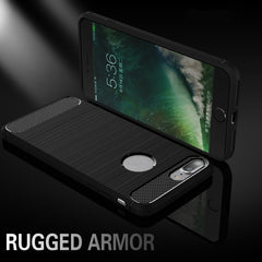 For iPhone 8 Plus Brushed Texture Fiber TPU Rugged Armor Protective Case, For iPhone 8 Plus