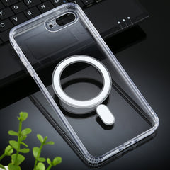 For iPhone 7 Plus / 8  Plus Magsafe Case Simple Magnetic Ring All-inclusive Clear Crystal Acrylic PC +TPU Shockproof Case, For iPhone 7 Plus