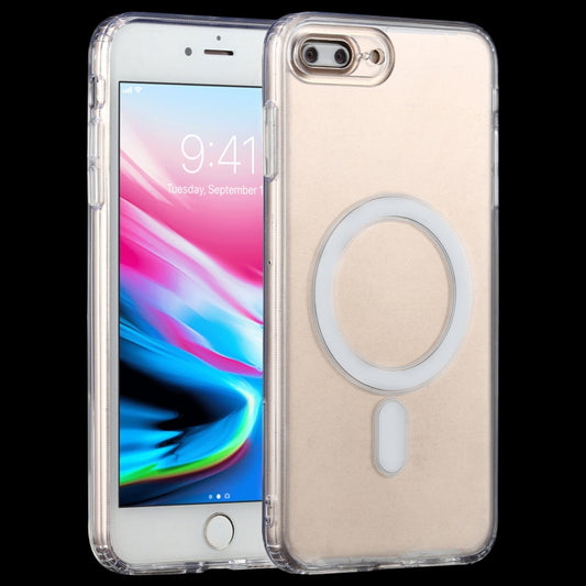 For iPhone 7 Plus / 8  Plus Magsafe Case Simple Magnetic Ring All-inclusive Clear Crystal Acrylic PC +TPU Shockproof Case, For iPhone 7 Plus