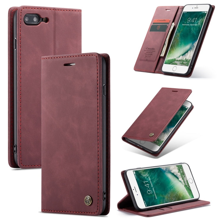 CaseMe-013 - Funda de piel con tapa horizontal multifuncional retro esmerilada para iPhone 7 Plus/8 Plus, con ranura para tarjetas, soporte y billetera, para iPhone 7 Plus/8 Plus
