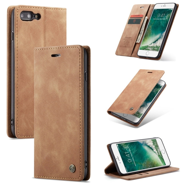 CaseMe-013 - Funda de piel con tapa horizontal multifuncional retro esmerilada para iPhone 7 Plus/8 Plus, con ranura para tarjetas, soporte y billetera, para iPhone 7 Plus/8 Plus