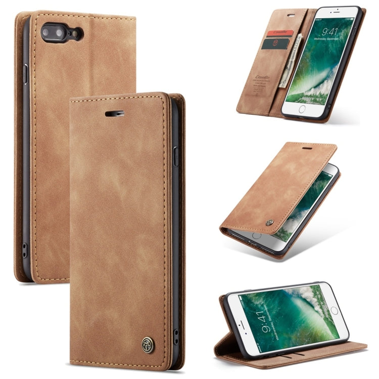CaseMe-013 - Funda de piel con tapa horizontal multifuncional retro esmerilada para iPhone 7 Plus/8 Plus, con ranura para tarjetas, soporte y billetera, para iPhone 7 Plus/8 Plus