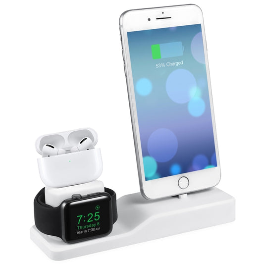 Base de carga de silicona 3 en 1 para AirPods Pro, Apple Watch y iPhone, con función de soporte