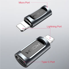 ROCK 2.1A Portable USB-C/Type-C to 8 Pin Audio Converter Earphone Adapter