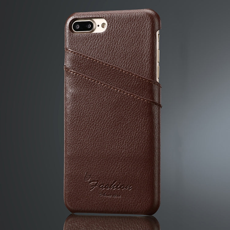 Fierre Shann Litchi Texture Genuine Leather Case for iPhone 8 Plus & 7 Plus, with Card Slots, For iPhone 8 Plus & 7 Plus, For 8 Plus & 7 Plus