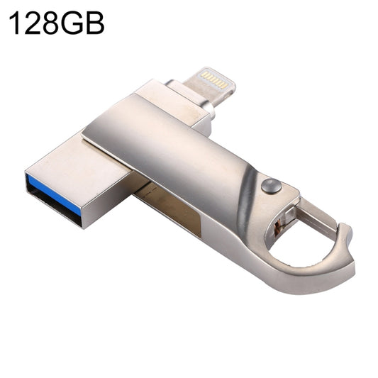 RQW-10F 2 in 1 USB 2.0 & 8 Pin 128GB Keychain Flash Drive, RQW-10F