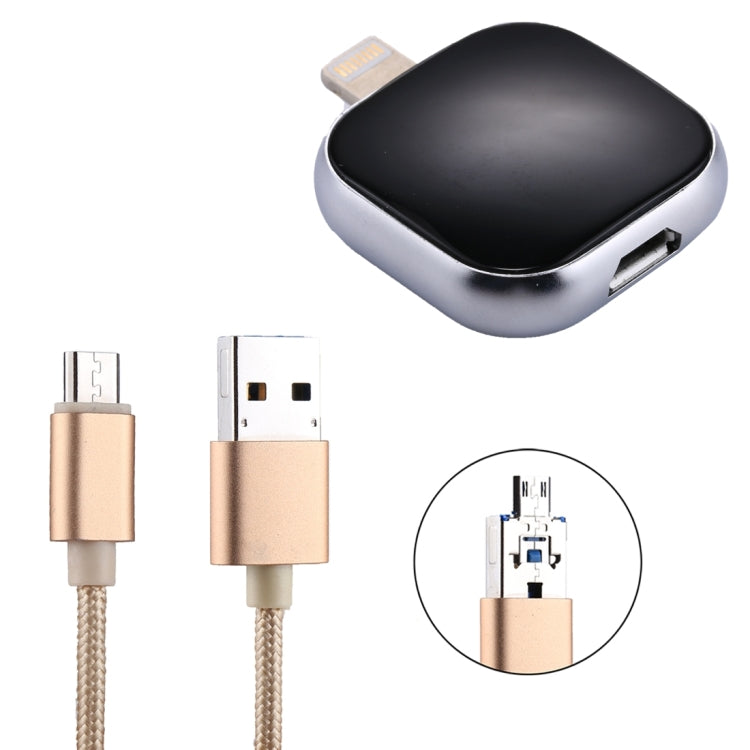 Unidad de disco flash multifuncional de 8 pines y 64 GB RQW-18S con cable USB/micro USB a micro USB, RQW-18S, color negro