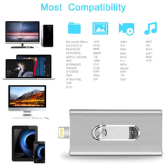 RQW-02 3 in 1 USB 2.0 & 8 Pin & Micro USB 32GB Flash Drive, RQW-02 Silver