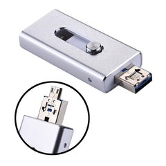 RQW-02 3 in 1 USB 2.0 & 8 Pin & Micro USB 64GB Flash Drive, RQW-02 Silver