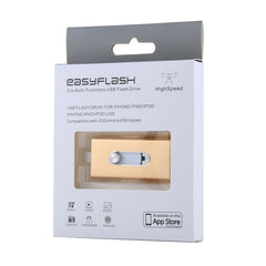 RQW-02 3 in 1 USB 2.0 & 8 Pin & Micro USB 128GB Flash Drive, RQW-02 Gold