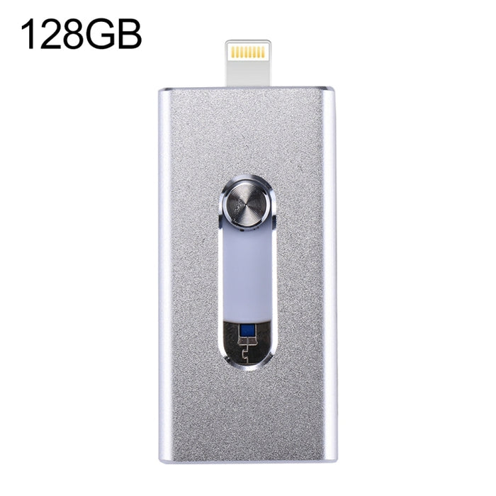 RQW-02 3-in-1 USB 2.0 &amp; 8-Pin &amp; Micro USB 128 GB Flash-Laufwerk, RQW-02 Silber