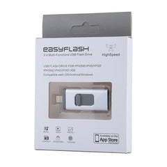 easyflash RQW-01B 3 in 1 USB 2.0 & 8 Pin & Micro USB 64GB Flash Drive, RQW-01B Silver