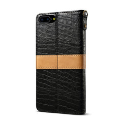 Splicing Color Crocodile Texture PU Horizontal Flip Leather Case for iPhone 7 Plus / 8 Plus, with Wallet & Holder & Card Slots & Lanyard, For iPhone 7 Plus / 8 Plus