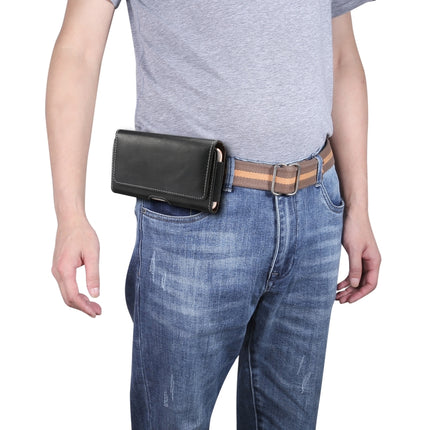 Men Lambskin Texture Multi-functional Universal Mobile Phone Waist Pack Leather Case for 5.5 Inch or Below Smartphones, For 5.5 Inch