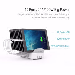 ORICO DUK-10P 120W 10 USB Ports Smart Charging Station with Phone & Tablet Stand, EU Plug, EU Plug(Black), EU Plug(White), US Plug(White), US Plug(Black), UK Plug(White), UK Plug(Black), AU Plug(White), AU Plug(Black)