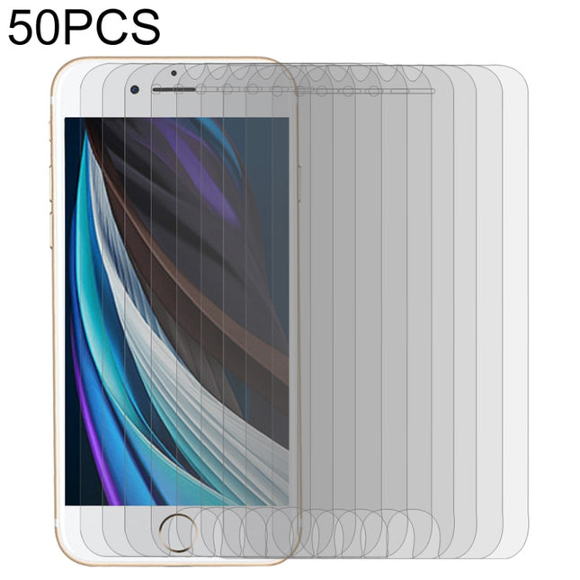 Para iPhone SE 2022 / SE 2020 50 piezas de película de vidrio templado con borde de arco grande, 50 piezas