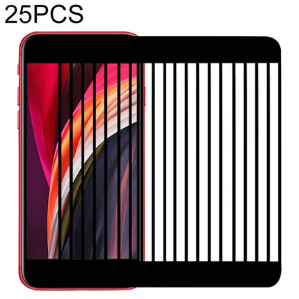 For iPhone SE 2022 / 2020 25 PCS Full Screen Large Arc Edge High Aluminum Tempered Glass Film, 25 PCS