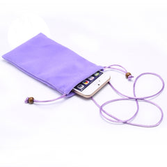 6.9 inch Universal Leisure Cotton Flock Cloth Carry Bag with Lanyard for iPhone 8 Plus, Galaxy S10+, Huawei Mate 20X, Xiaomi Max