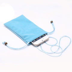 6.9 inch Universal Leisure Cotton Flock Cloth Carry Bag with Lanyard for iPhone 8 Plus, Galaxy S10+, Huawei Mate 20X, Xiaomi Max