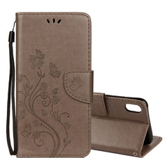 For iPhone XR Embossed Butterfly Pattern Horizontal Flip Leather Case with Card Slot & Holder & Wallet & Lanyard, For XR