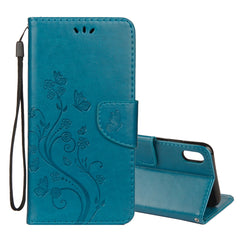 For iPhone XR Embossed Butterfly Pattern Horizontal Flip Leather Case with Card Slot & Holder & Wallet & Lanyard, For XR