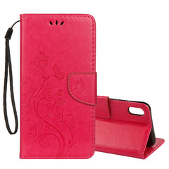 For iPhone XR Embossed Butterfly Pattern Horizontal Flip Leather Case with Card Slot & Holder & Wallet & Lanyard, For XR