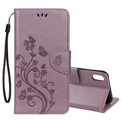 For iPhone XR Embossed Butterfly Pattern Horizontal Flip Leather Case with Card Slot & Holder & Wallet & Lanyard, For XR