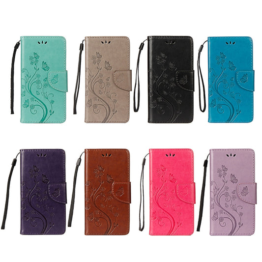 For iPhone XR Embossed Butterfly Pattern Horizontal Flip Leather Case with Card Slot & Holder & Wallet & Lanyard, For XR