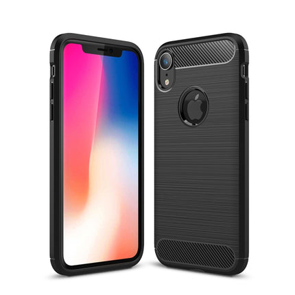 Funda protectora trasera de TPU a prueba de golpes con textura cepillada de fibra de carbono para iPhone XR, para iPhone XR, para XR