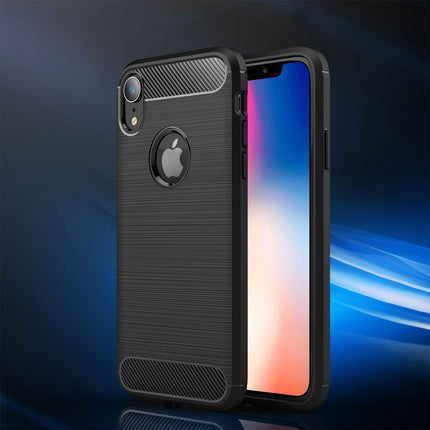 Funda protectora trasera de TPU a prueba de golpes con textura cepillada de fibra de carbono para iPhone XR, para iPhone XR, para XR