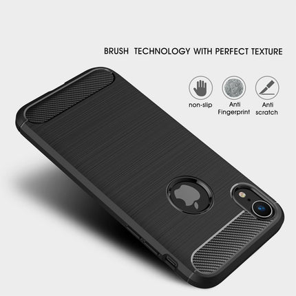 Funda protectora trasera de TPU a prueba de golpes con textura cepillada de fibra de carbono para iPhone XR, para iPhone XR, para XR