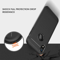 For iPhone XR Brushed Texture Carbon Fiber Shockproof TPU Protective Back Case, For iPhone XR, For XR