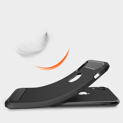 Funda protectora trasera de TPU a prueba de golpes con textura cepillada de fibra de carbono para iPhone XR, para iPhone XR, para XR