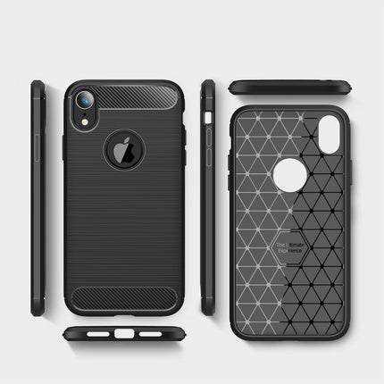 Funda protectora trasera de TPU a prueba de golpes con textura cepillada de fibra de carbono para iPhone XR, para iPhone XR, para XR